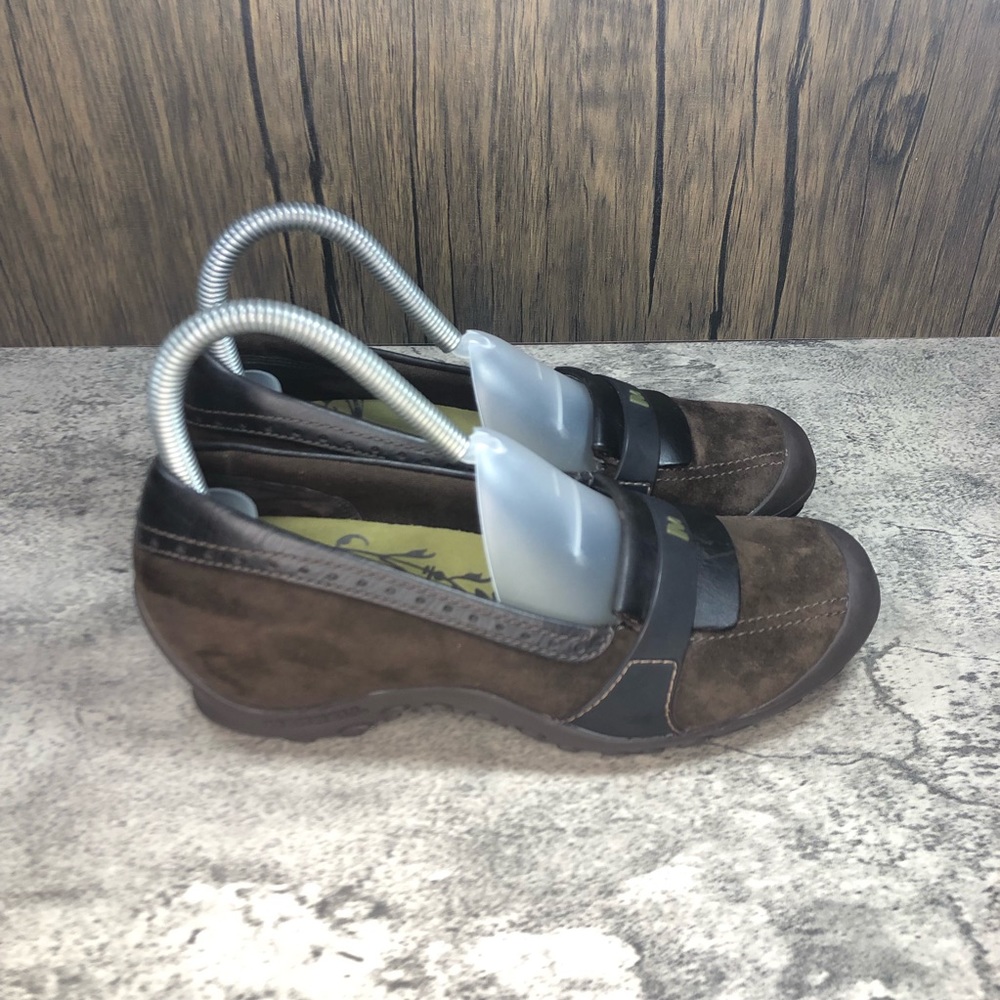Merrell Plaza Moc Suede Wedges “Dark Coffee” Women’s Size 7